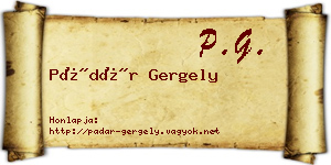 Pádár Gergely névjegykártya